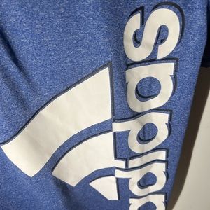 Adidas Child M (10/12) Blue T-shirt with white letter.